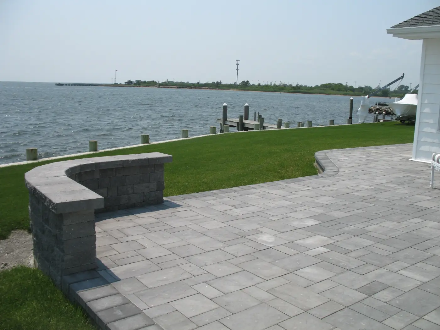 Paver driveway with stone edging
