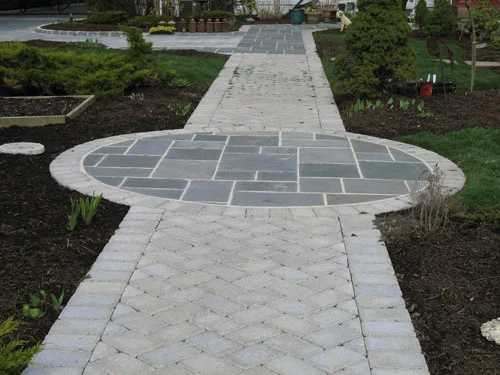 Belgian block bordered walkway